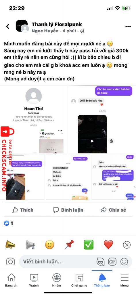 Preuves contre Lý Thị Thơ