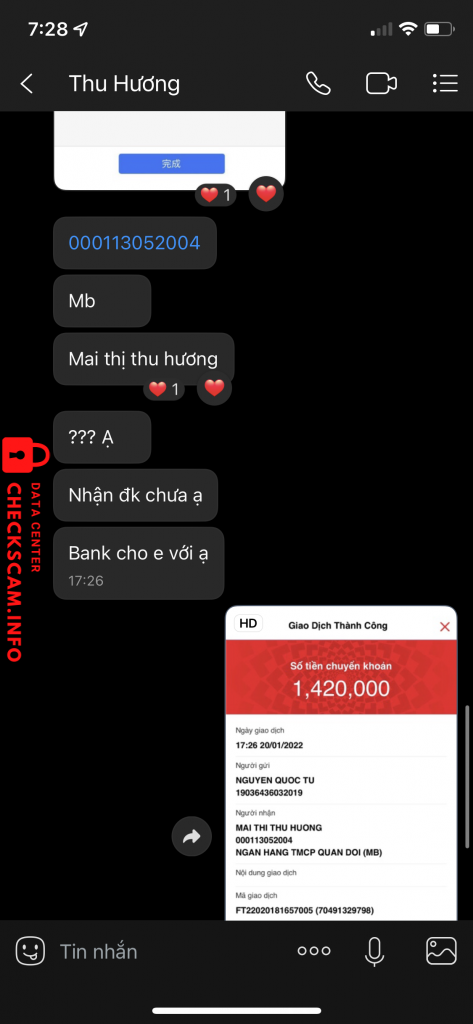 Preuves contre Mai Thị Thu Hương