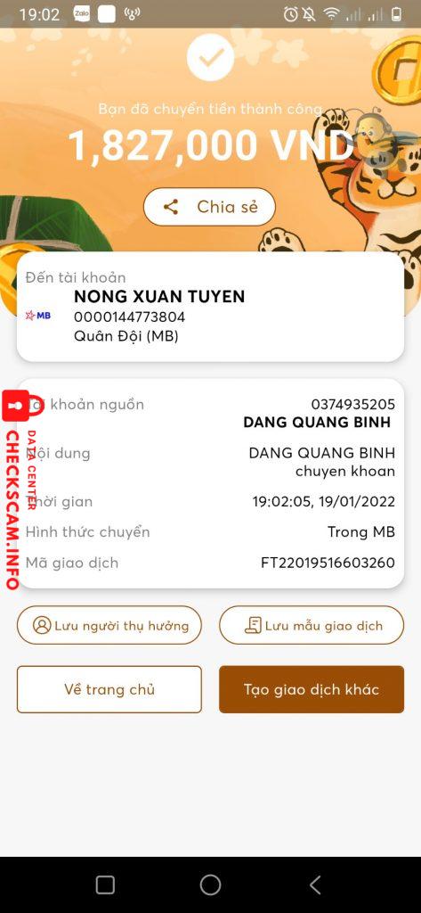 Preuves contre Nong Xuan Tuyen