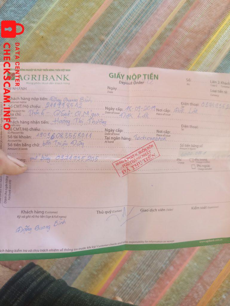 Preuves contre Hoang Thi Thuong