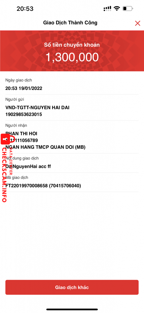 Preuves contre Phan Thi Hoi