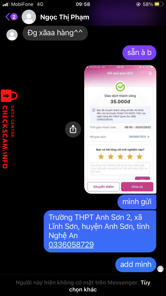 Preuves contre Phạm Thị Ngọc Tâm