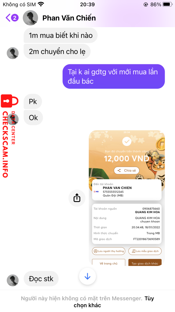 Preuves contre Phan Văn Chiến