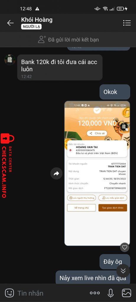 Preuves contre Hoàng Văn Tài