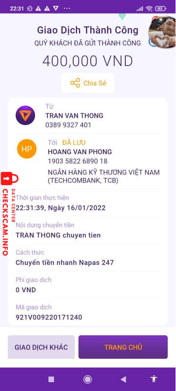 Preuves contre Hoang Văn Phong