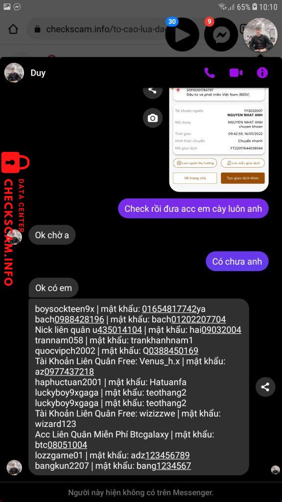 Preuves contre Tran Thi Quy