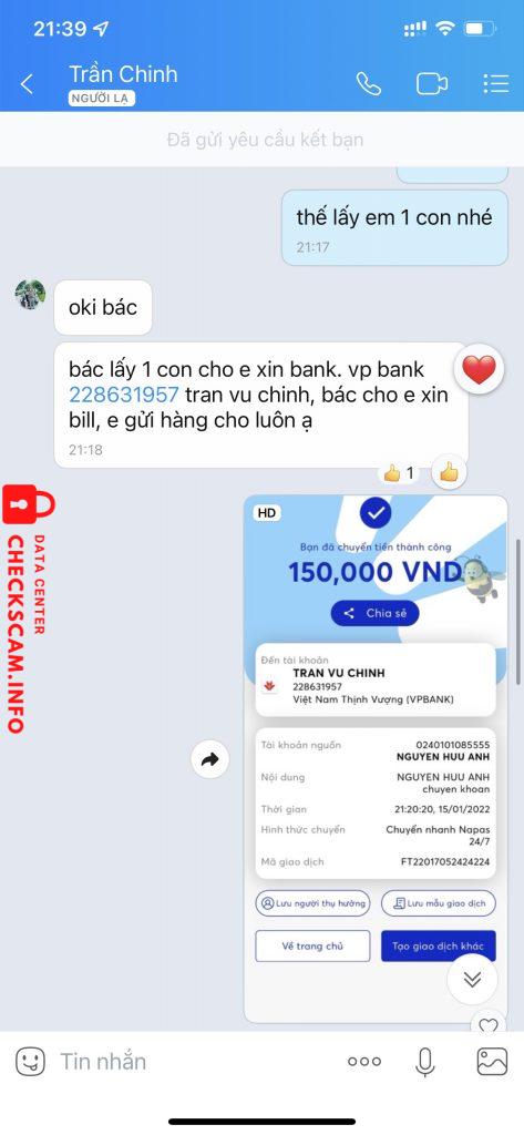 Preuves contre Tran Vu Chinh