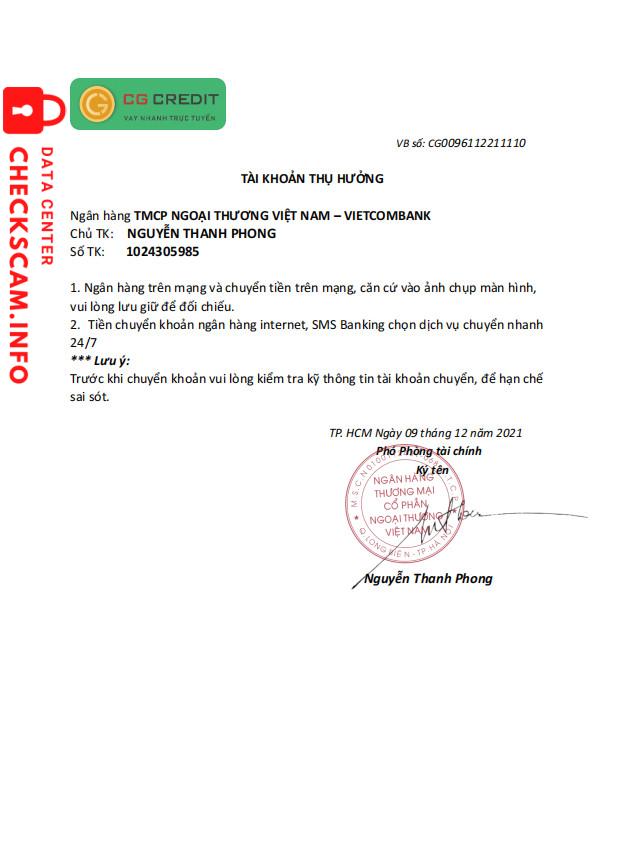 Ebidensya laban sa Nguyễn Thanh Phong