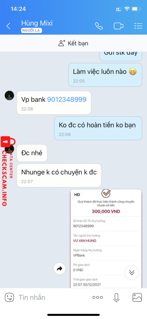 Ebidensya laban sa Vũ Văn Hùng