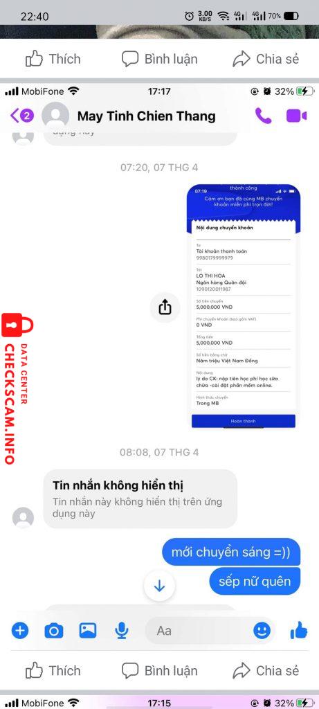 Preuves contre Lo Thi Hoa
