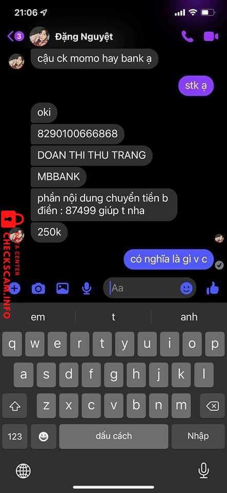 Ebidensya laban sa Doan Thi Thu Trang