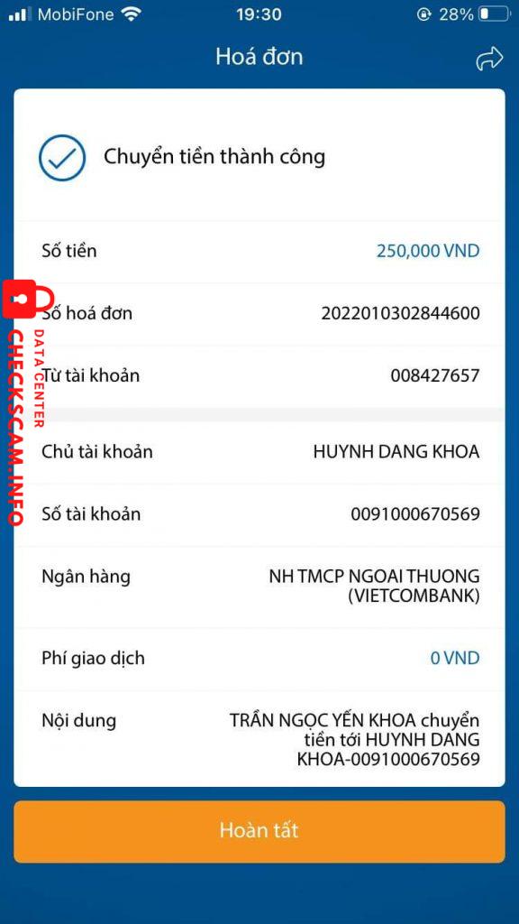 Ebidensya laban sa Huynh Dang Khoa