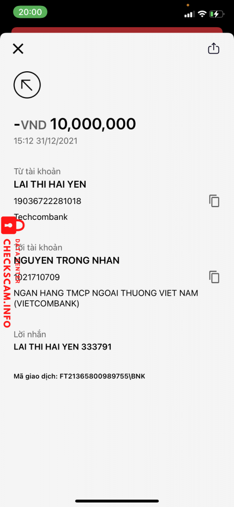 Ebidensya laban sa Nguyễn Trọng Nhân