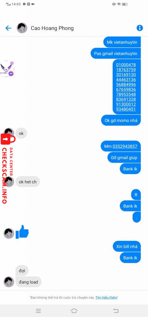 Preuves contre Cao Hoàng Phong