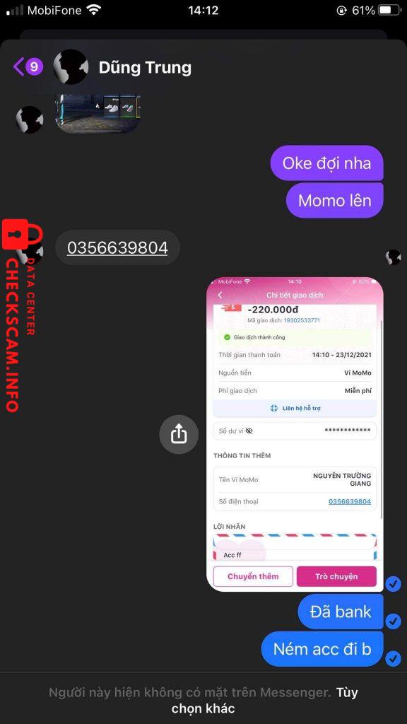 Preuves contre Nguyễn Trường Giang
