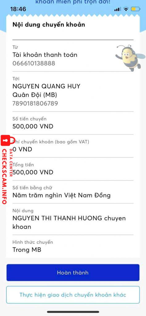 Preuves contre Nguyễn Quang Huy