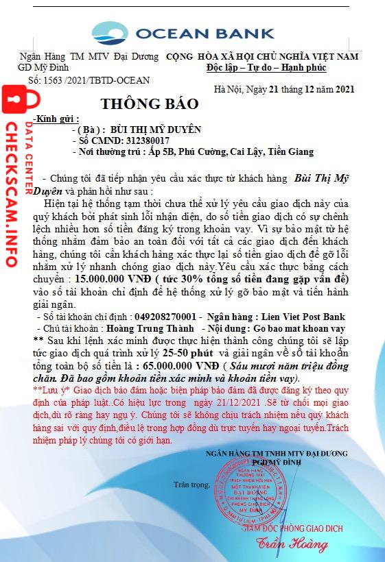 针对的证据 Hoàng Trung Thành