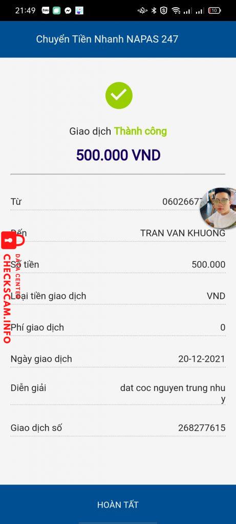 Preuves contre Tran Van Khuong