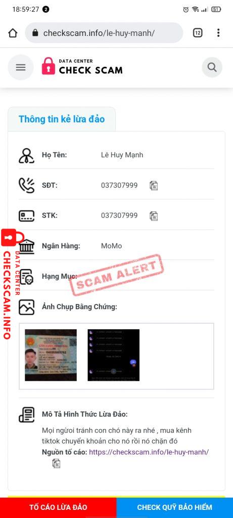 Preuves contre Lê Huy Mạnh