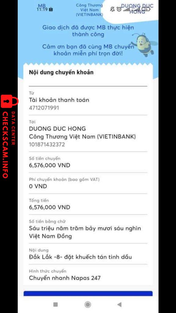 Preuves contre Dương Đức Hồng