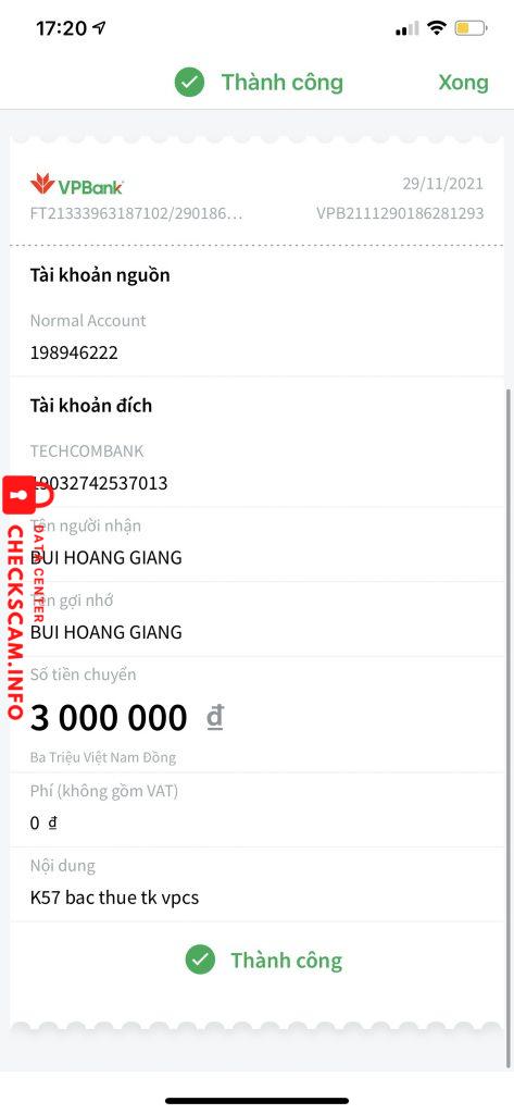 Preuves contre Bùi Hoàng Giang