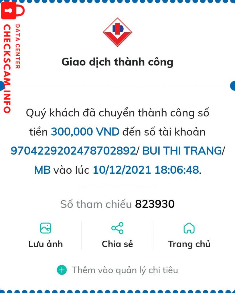 Preuves contre Bùi Thị Trang