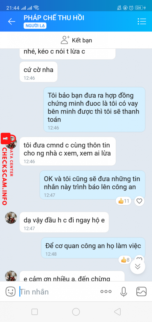 Preuves contre Phạm Thị Vân Anh