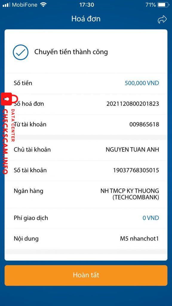 Preuves contre Nguyen Tuan Anh
