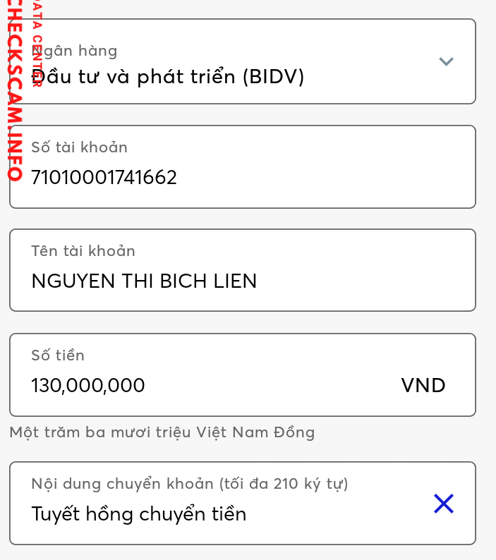 Preuves contre Nguyễn Thị Bích Liên