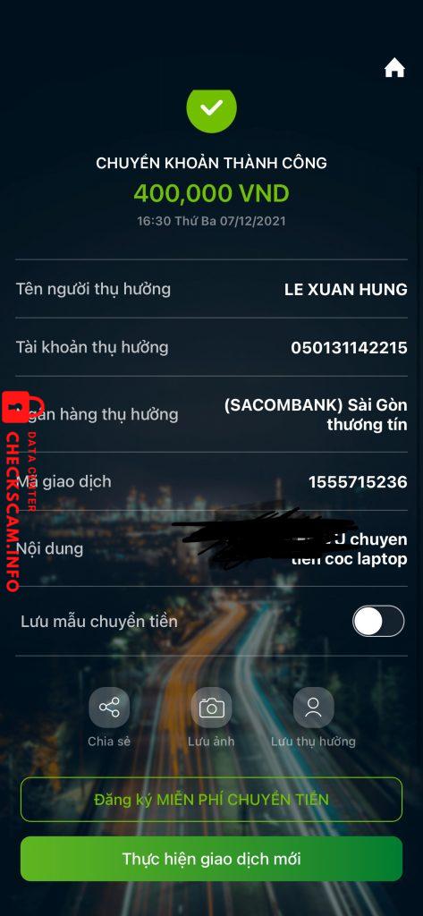 Preuves contre Le Xuan Hung