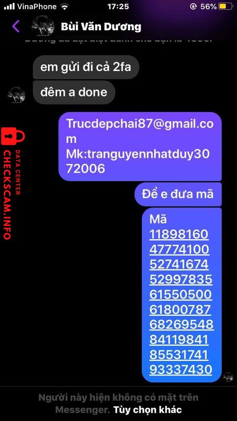 Evidence against Bùi Văn Dương