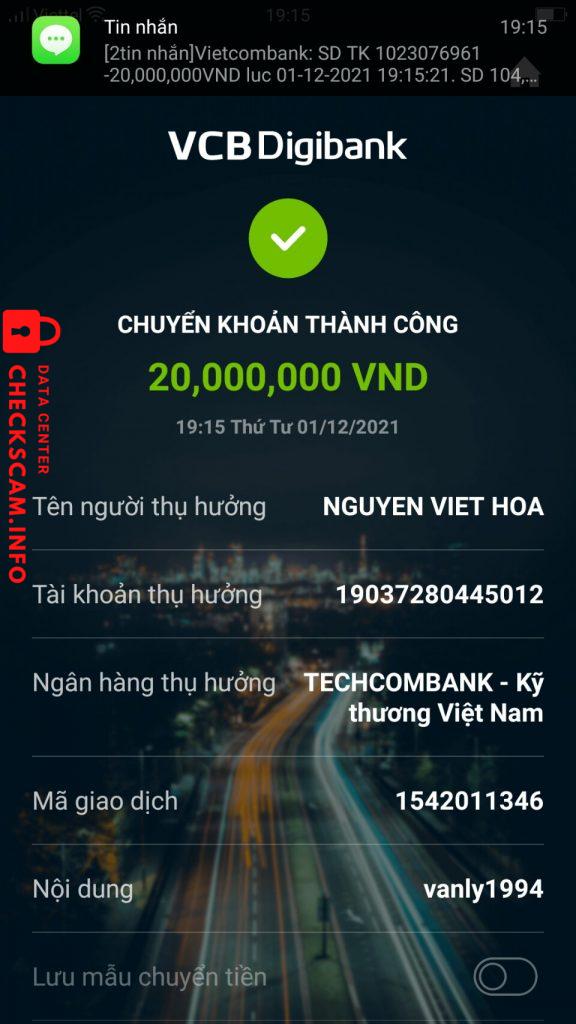Evidence against Nguyen Viet Hoa