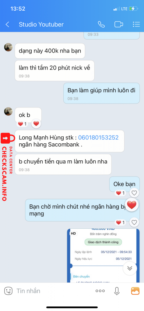 Evidencia contra Long Mạnh Hùng