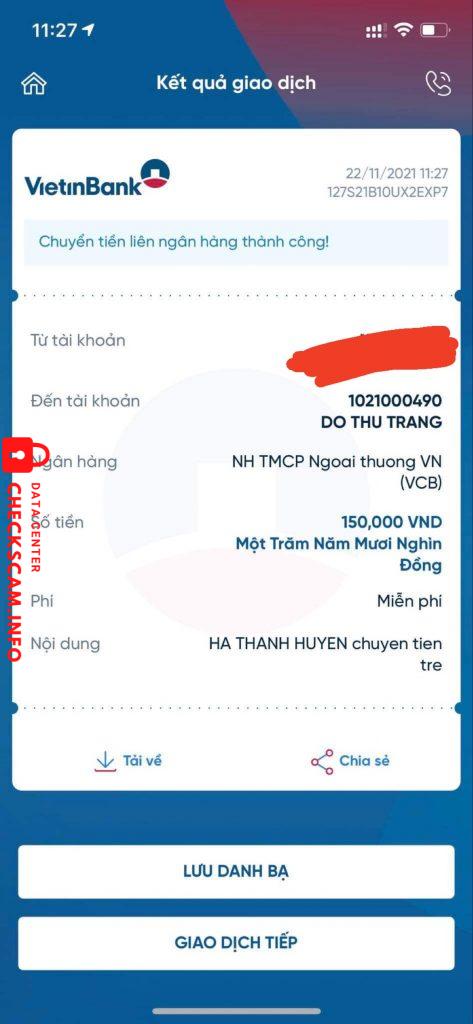 Evidencia contra Đỗ Thu Trang