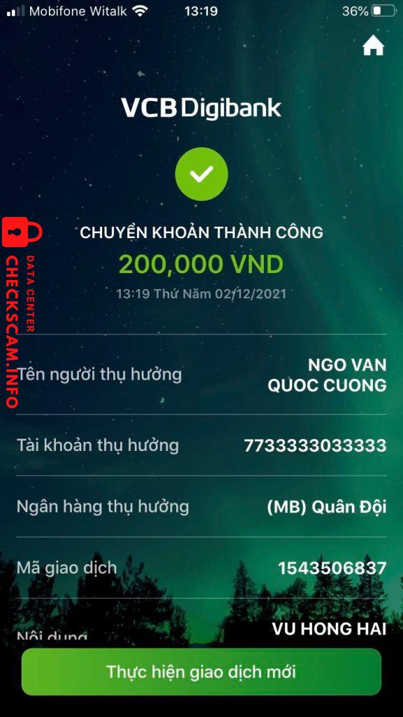 หลักฐานที่เป็นโทษต่อ Ngo Van Quoc Cuong
