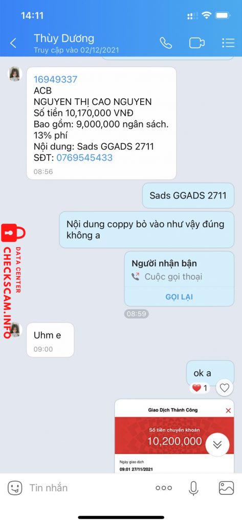 Ebidensya laban sa Nguyen Thi Cao Nguyen