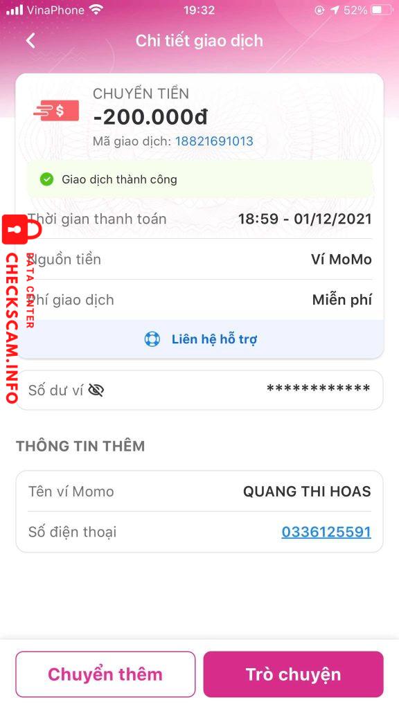 Evidência contra Quang Thị Hoa