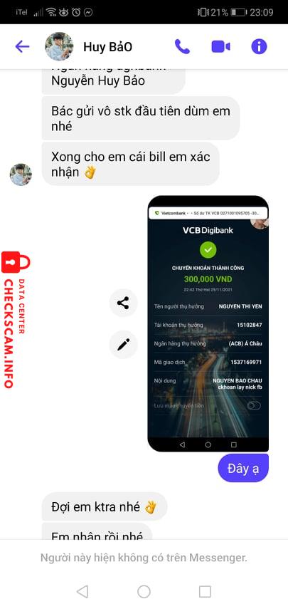 Evidência contra Nguyễn Huy Bảo