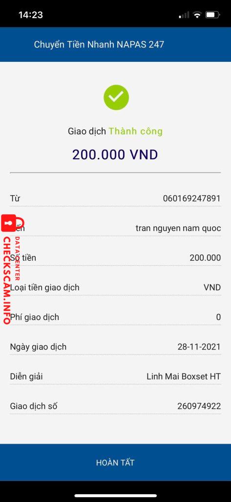 Evidence against Tran Nguyen Nam Quoc