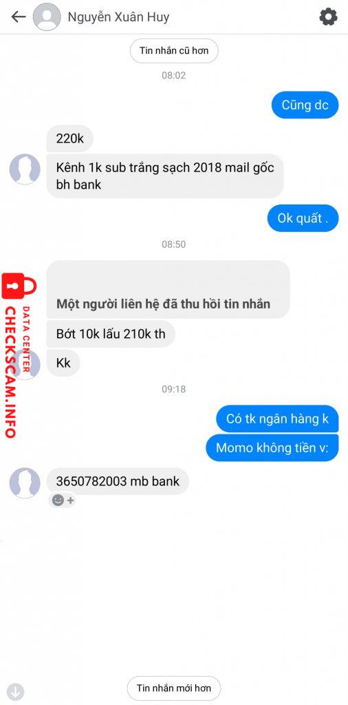 Evidencia contra Nguyễn Xuân Huy