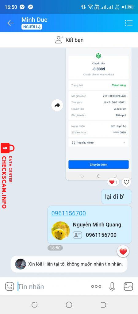Evidencia contra Kim Huyết Lệ