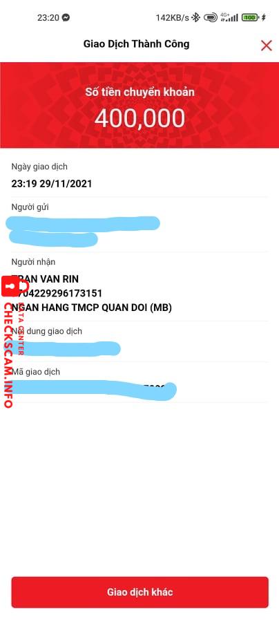 Evidencia contra Tran Van Rin
