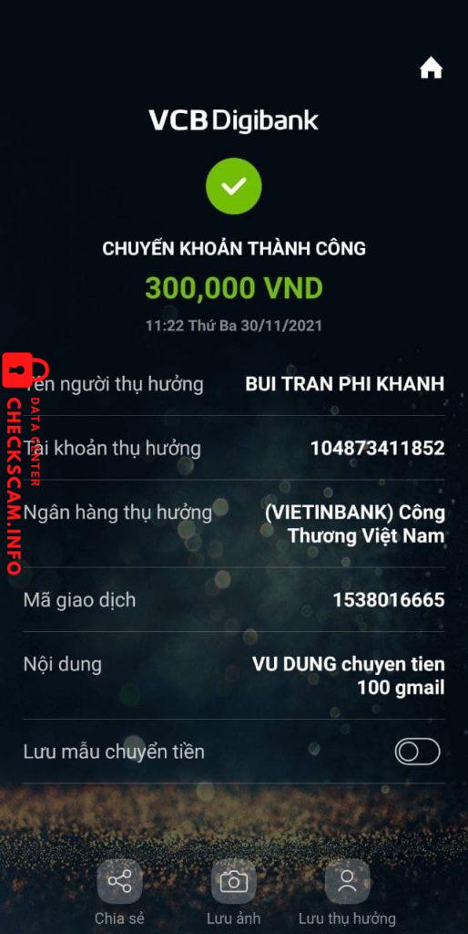 Evidencia contra Bui Tran Phi Khanh