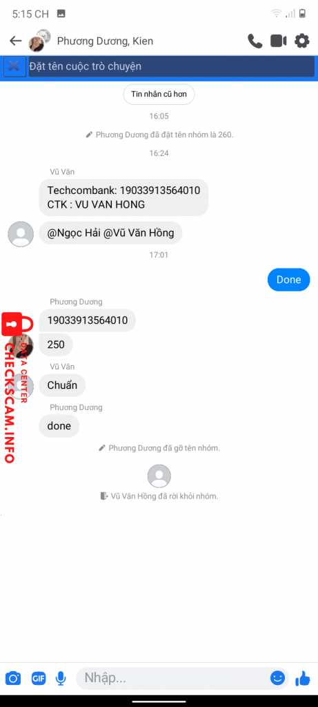 Evidence against Vũ Văn Hồng