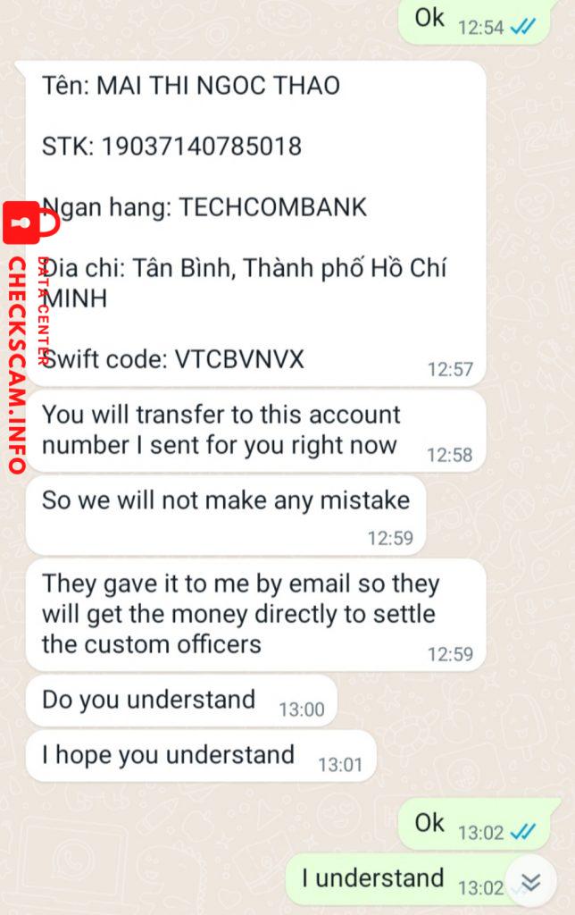 Evidence against Mai Thi Ngoc Thao