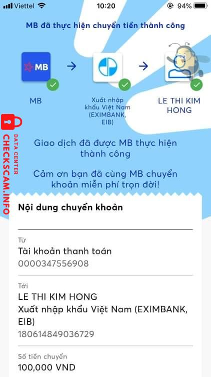 Evidence against Le Thi Kim Hong