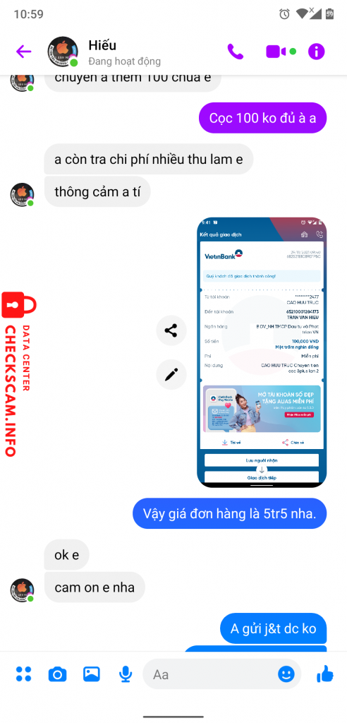 Evidence against Trần Văn Hiếu