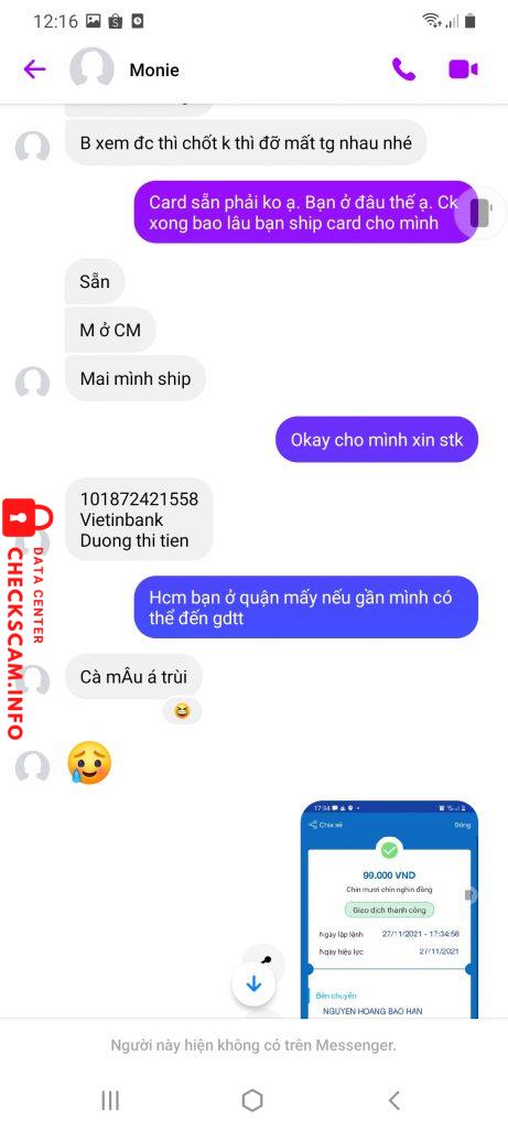 Evidence against Duong Thi Tien