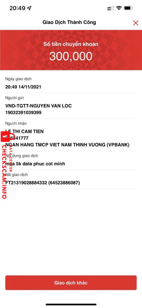 Evidence against Le Thị Cẩm Tiên