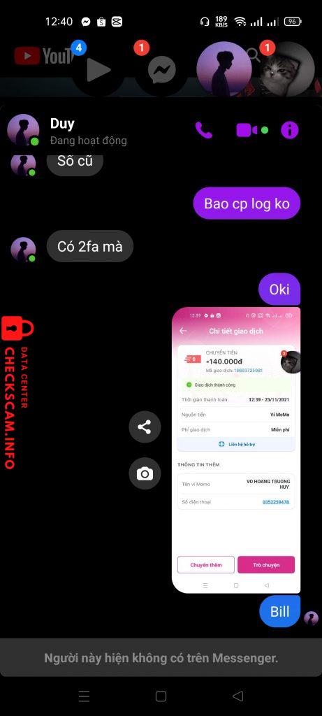 Evidence against Vo Hoang Truong Huy